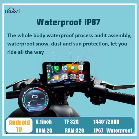 6.1"For W8 Motorcycle Navigation Android 10 IP67 Waterproof Wireless Carplay Wireless Android Auto D