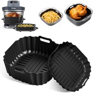 Silicone Air Fryer Liners 2 Pack, Reusable Non-Stick Square Liners Compatible with Ninja Crispi Pro 