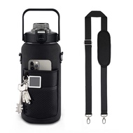 Half Gallon Water Bottle with Sleeve 64 OZ 2000ML Motivational Water Bottle with Straw & Time Marker