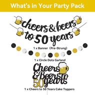 50th Birthday Decorations, 50 Years Anniversary Decorations for Men Women, Cheers to 50 Years Banner