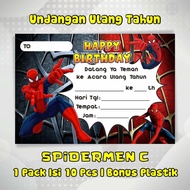 Undangan Ultah Gambar Spiderman Avenger isi 10 Ulang Tahun Anak Cowok