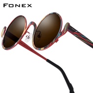 FONEX Titanium Sunglasses Women Brand Design Vintage Retro Round Polarized Sun Glasses Men Japanese