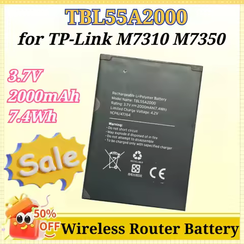 3.7V 2000mAh 7.4Wh TBL55A2000 for TP-Link M7310 M7350 Capacity Replacement Wireless Router Battery
