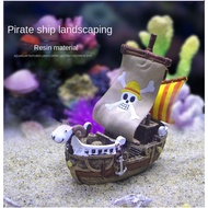 Pirate ship aquarium decoration submarine sunken ship simulation resin rockery shelter aquarium land