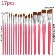 17pcs Professional Artist Paint Brush for Oil, Acrylic, Watercolor, Gouache Face Painting - Various 