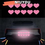 NIUYOU 10Pcs/ Set Pink Heart Reflective Stickers, 6*5cm / 2.3*1.9 Inches PVC Car Heart PVC Decal, Pink Heart Shape Motorcycle Bicycle Bumper Sticker for Car Window Decals