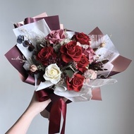 【永生花花束】9朵永生玫瑰花束|可客製色系