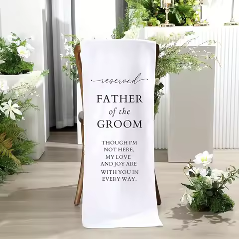 Father of the Groom Wedding Memorial Reserved Chair Sign Banner in Loving Memory of Parents Celebrat