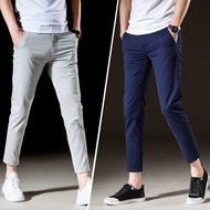 Pure Cotton Ankle-Length Pants Men's Slim-fit Small Feet 2021 Autumn 8-point Business Casual Pants M