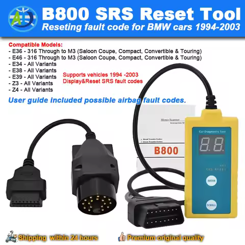 B800 SRS Reset Tool For BMW E36 E46 E34 E38 E39 Z3 Z4 X5 1994-2003 OBD2 Airbag Diagnostic Tool Error