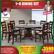 CT5AL-MTB+TOP CC45M 1+8 Seater Grade A Marble Dining Set Kayu With High Quality Turkey Fabric Buatan Malaysia / Dining Table / Dining Chair / Meja Makan / Kerusi Meja Makan / Buffet Makan Meja / Meja Party Makan Weekend by IFURNITURE