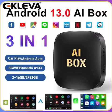 EKLEVA CarPlay Ai Box Android 13 Wireless Carplay Android Auto Car Video TV Box WiFi 2GB+32GB For Ne