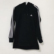 ADIDAS HOODIE 經典復古 三線 LOGO 保暖 休閒 長袖 修身 剪裁 連帽 帽T 前短後長 女版 黑色 XS號 CJ1931 CLT-W TP0_23 #23女神節