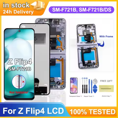 100% For Samsung Z Flip 4 5G F721B F721W LCD Display Touch Screen Digitizer Assembly For Samsung Z F