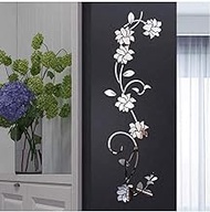 Home decoration wall sticker Wall Sticker White 3D Mirror Removable Wall Sticker for Living Room Bedroom Mural Wall Decal Modern Art DIY Flower Sticker Home Decoration 100X30Cm