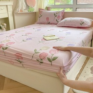 【100%cotton】Single / Super Single/Queen / King/super King Size Bedsheet Dormitory Bed Cadar Pillowcase Mattress Protector