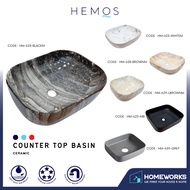 HEMOS BATHROOM CERAMIC WASH BASIN COUNTERTOP UNIQUE PRINTING MARBLE ROUND VESSEL PORCELAIN HM-623