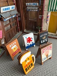 🧾Cafe ☕️咖啡店🍧刨冰🍦雪糕 🍨手工啤酒🍻木招牌🪚🪵  miniature 微型 微縮藝術 可配re-ment 扭蛋 食玩 Blythe 黏土人Rement 合用