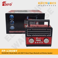 FEPE FP-1360BT FM/AM/SW 3 Bands Radio with USB/TF, Music Player, Bluetooth and Wireless Speaker