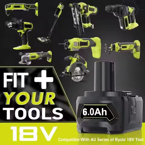 6.0Ah Replacement for Ryobi 18V Battery High Capacity 12.8Ah Replace for Ryobi One+ Series Compatibl