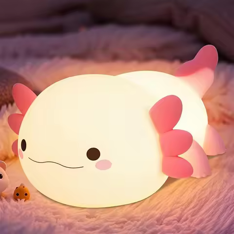 Axolotl Night Light for Kids Gifts Squishy Nightlight for Room Decor Girls Rechargeable Timer Lamp C