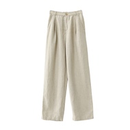 Alisa.sonya Womens Linen And Cotton Loose Casual Pants Back Elistac Waist Fit Super Wide Leg Durable High Quality Mopping Pants For Women กางเกง