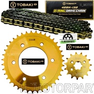 Y15 Y16 TOBAKI SPROCKET 428 CHAIN O-RING 1SET HEAVY DUTY CHROME GOLD RANTAI ORING 6HOLE SPOKET HARDE