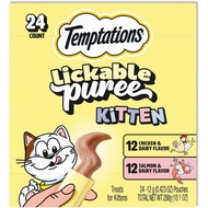 Temptations Puree Kitten Treats Lickable, Chicken and Salmon Variety Pack, 24 Pouches 5IJF