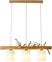 Modern Chandelier Ceiling Light Northern Europe Japanese-Woodcraft Bird LED Simplicity Linear Table Lamp Creativity Bedroom 3 Pcs Glass Lampshade Pendant Lights Better life