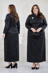 6173:ชุดเซ็ท2ชิ้น ชุดไทยจิตรลดา ผ้าไหมจิตร สีดำ ไหล่เรียบ งานพรีออเดอร์ XXS-7XL พลัสไซส์ สาวอวบ สาวต