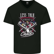Less Talk More Chalk Funny 9-Ball Pool Mens V-Neck Cotton T-Shirt