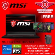 MSI Thin GF63 12UC-854 15.6'' FHD Gaming Laptop ( I7-12650H, 32GB Ram, 1TB SSD, RTX3050 4GB, W11 )