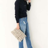 日本 RODE SKO 米白色棉布 三層摺花 手提袋