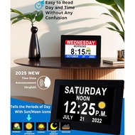 19 Alarms Digital Clock with Voice Talking Time, Auto DST, 20 Custom Reminders, 10-Level Auto Dimmer
