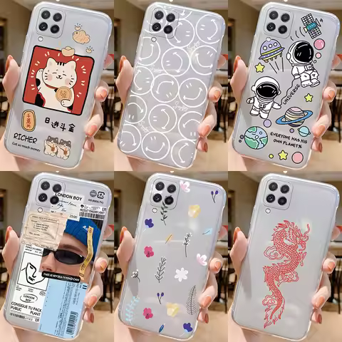 Clear Case For Samsung Galaxy A22 4G A 22 5G A22S Shockproof Cover Cartoon Cute Soft Silicone Fundas