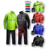 DOUBLE LAYER RAINCOAT RAIN COAT WITH HAT AND POCKET BAJU SELUAR HUJAN RAINSUIT SUIT RIDER BAG MOTORC