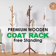 [Local Stocks] Floor Wooden Coat Rack 8 Hooks Clothes Stand 落地式实木衣帽架 Clothes Hanger