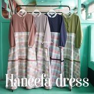 Haneefa Dress by Greenism Gamis Katun Kombinasi Polos Kotak-Kotak