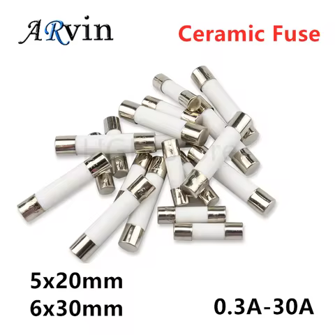 10pcs/lot 5*20mm 6*30mm Fast Blow Tube Fuses 250V 0.5A 1A 2A 3A 4A 5A 6A 6.3A 8A 10A 15A 20A 25A 30A