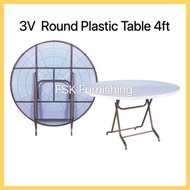 3V Round Plastic Table 4ft Dining Table / Folding Table / Meja Lipat 4尺圆桌