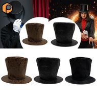 [prettyia] Gothic Funky Flat Top Hat for Men Women Magician Butler Costume Accessory Headwear for Ha