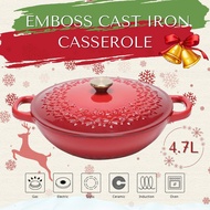 4.7L Enamel Cast Iron Casserole Pot Casserole Dish Dutch Oven Multifunctional Nonstick Soup Pot Snow