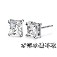 < 316 Shop > [TS12] (925 Silver White Gold Earrings-Square Rhinestone Earrings-One Pair Price/925 Ea