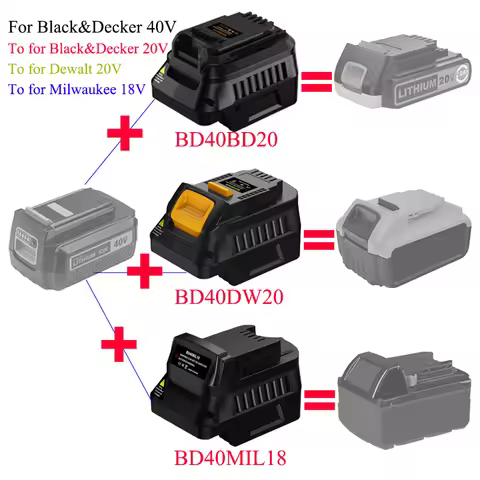 Battery Adapter BD40BD20 BD40DW20 BD40MIL18 for Black&Decker 40V To for Black&Decker20V/for Dewalt 2