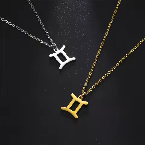 12 Constellation Pendant Necklaces for Women Girl Aries Capricorn Taurus Necklace Chains Choker Pend