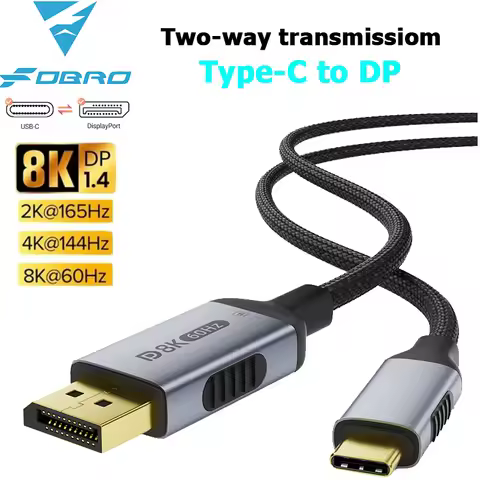 Type C to DisplayPort 2.1 Cable 8K@60Hz 4K@144Hz Bi-directional DP to USB-C for Thunderbolt 4/3 for 