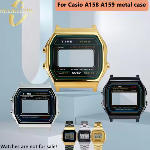 A158 stainless steel case mod kit for Casio A159W-N1/A158WA Retro metal case A159 Case bezel with gl
