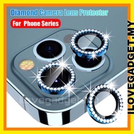 Glitter Bling Diamond Camera Lens Protector  HD Clear Metal Frame  For iP 16Pro Max 16 Pro 15Promax 