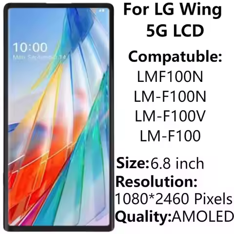 6.8''AMOLED LMF100N LCD With Frame For LG Wing 5G LM-F100 F100V Display Touch Screen Digitizer Assem