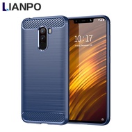 LIANPO For Xiaomi Poco F1 Phone Case Armor Carbon Fiber TPU Soft Silicone Back Cover Xioami Poco F1